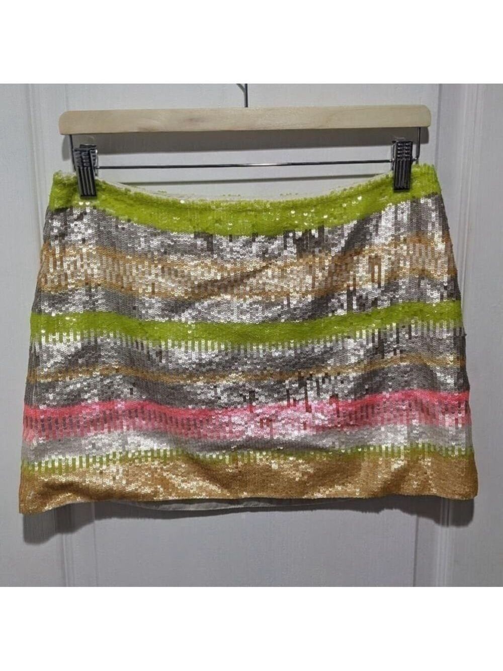 Free People | Sequin Mini Skirt in Neon Stripe